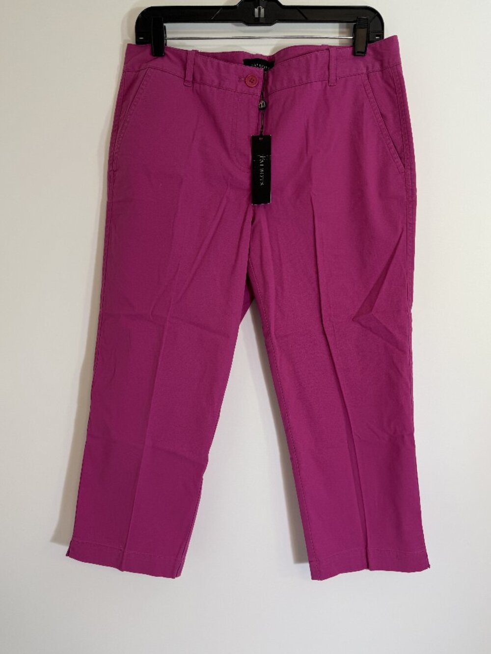 New! Talbots Pants Women 8 Signature Cotton Stretch Dark Pink 22" Capri Straight